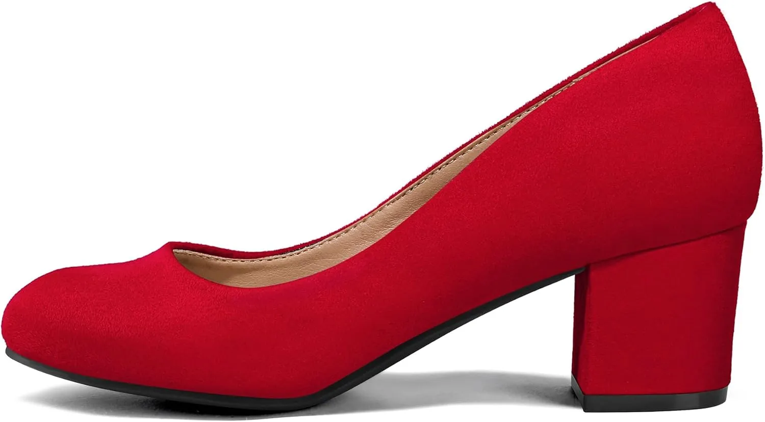 mysoft Women's Pumps Low Chunky Block Heel Round Toe Comfortable Dress Shoes