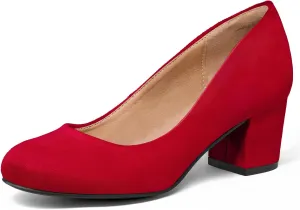 mysoft Women's Pumps Low Chunky Block Heel Round Toe Comfortable Dress Shoes