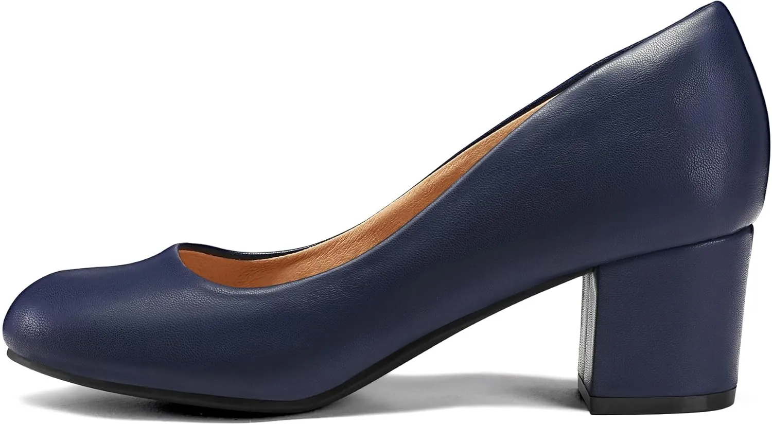 mysoft Women's Pumps Low Chunky Block Heel Round Toe Comfortable Dress Shoes