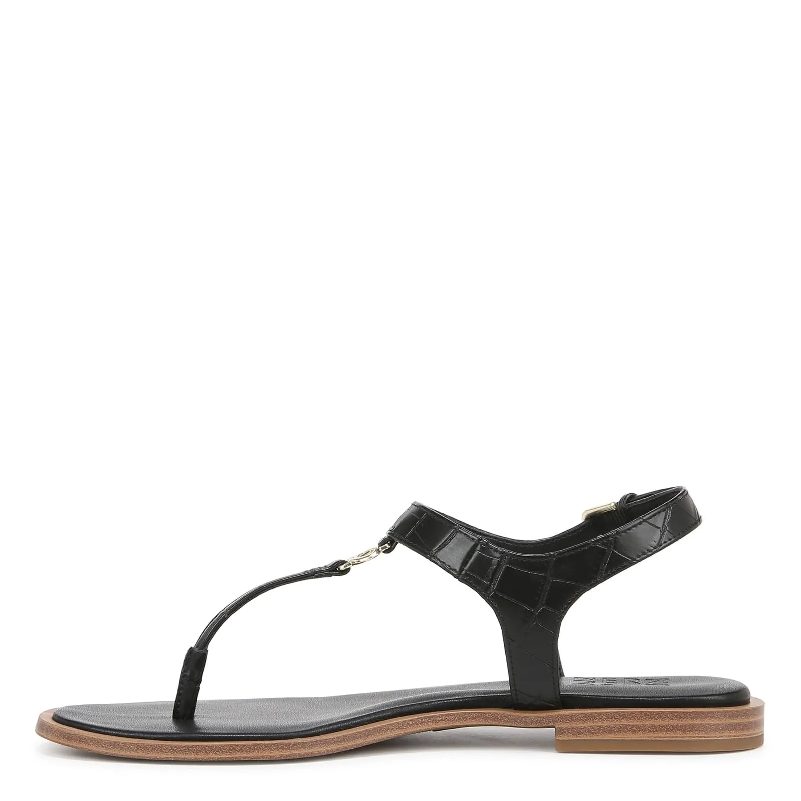 Naturalizer Womens Lizzi Casual Flat Thong Sandal Black Faux Croco 5.5 M