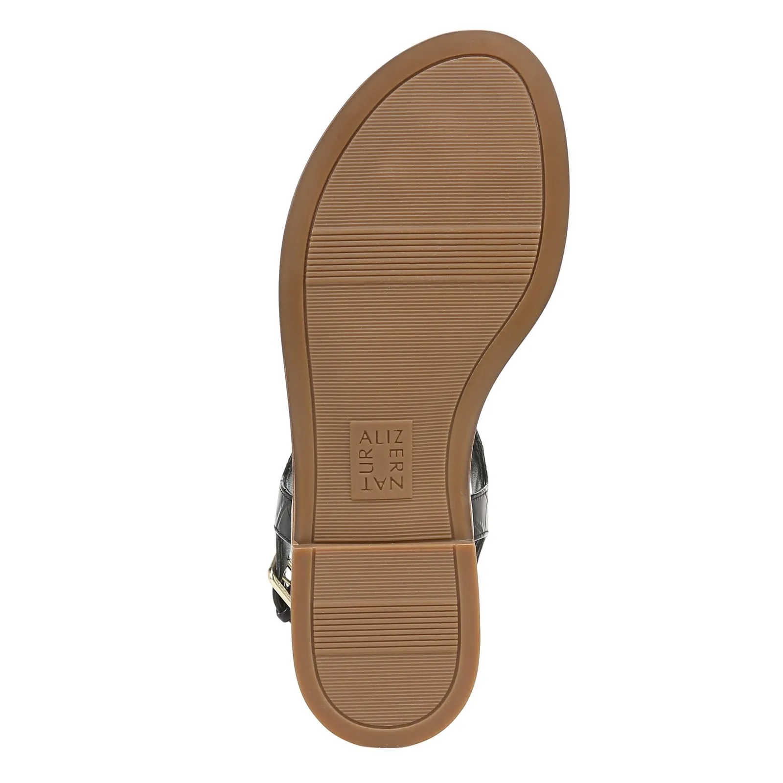 Naturalizer Womens Lizzi Casual Flat Thong Sandal Black Faux Croco 5.5 M