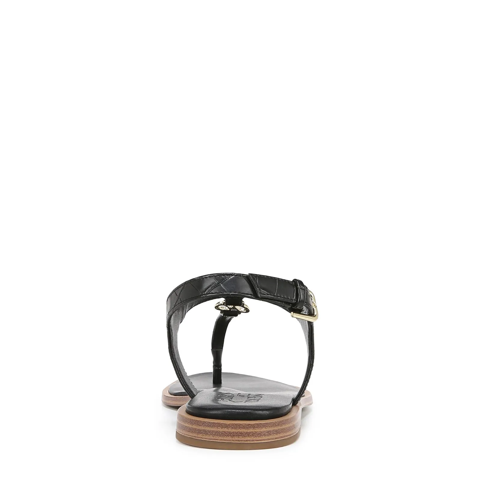 Naturalizer Womens Lizzi Casual Flat Thong Sandal Black Faux Croco 5.5 M