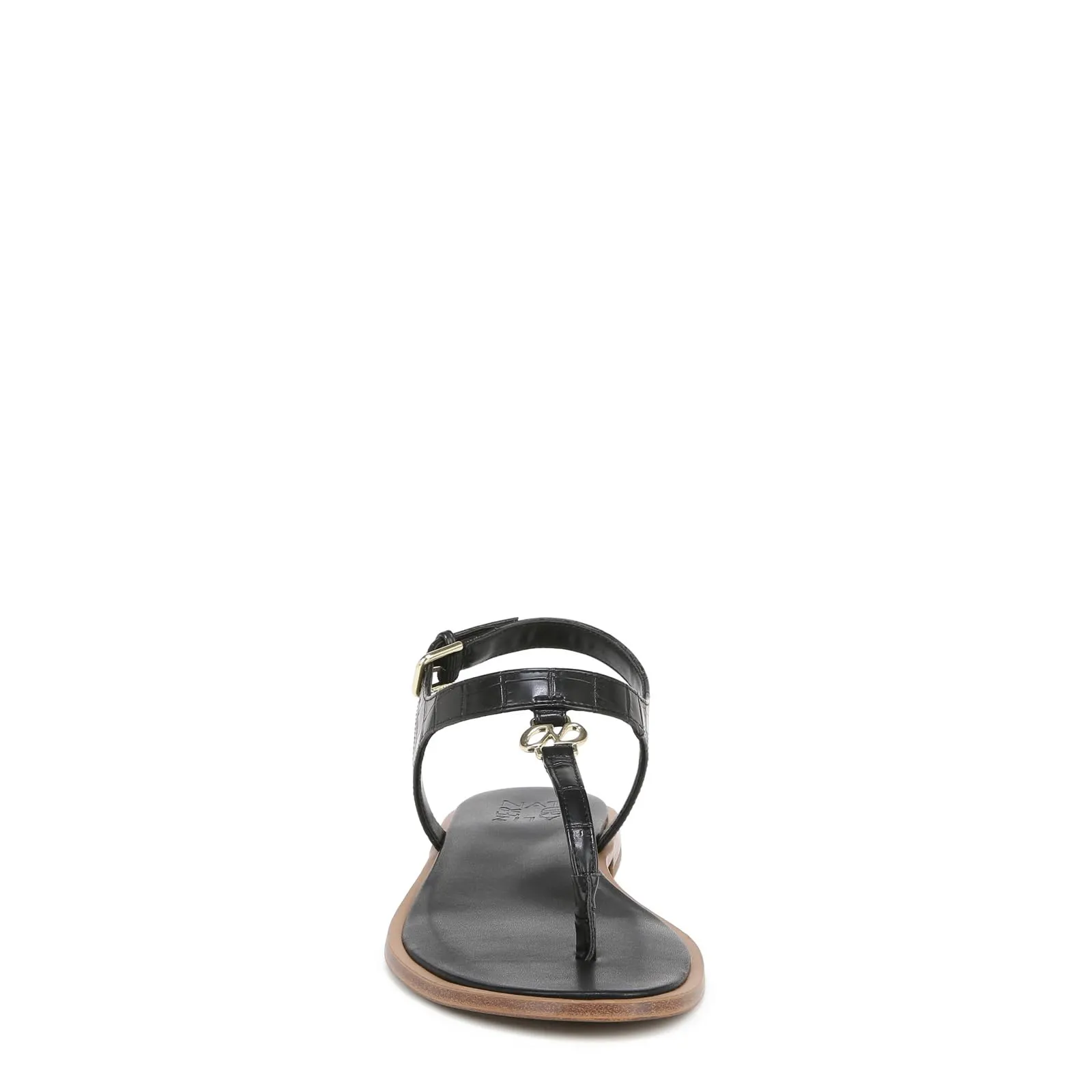 Naturalizer Womens Lizzi Casual Flat Thong Sandal Black Faux Croco 5.5 M