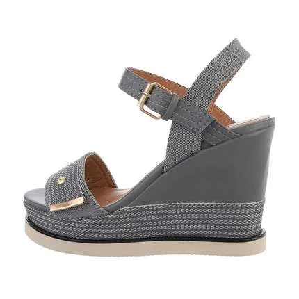 Nicole Faux Leather & Fabric Wedge Sandal