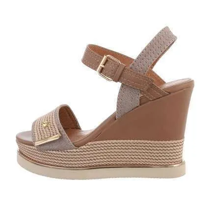 Nicole Faux Leather & Fabric Wedge Sandal