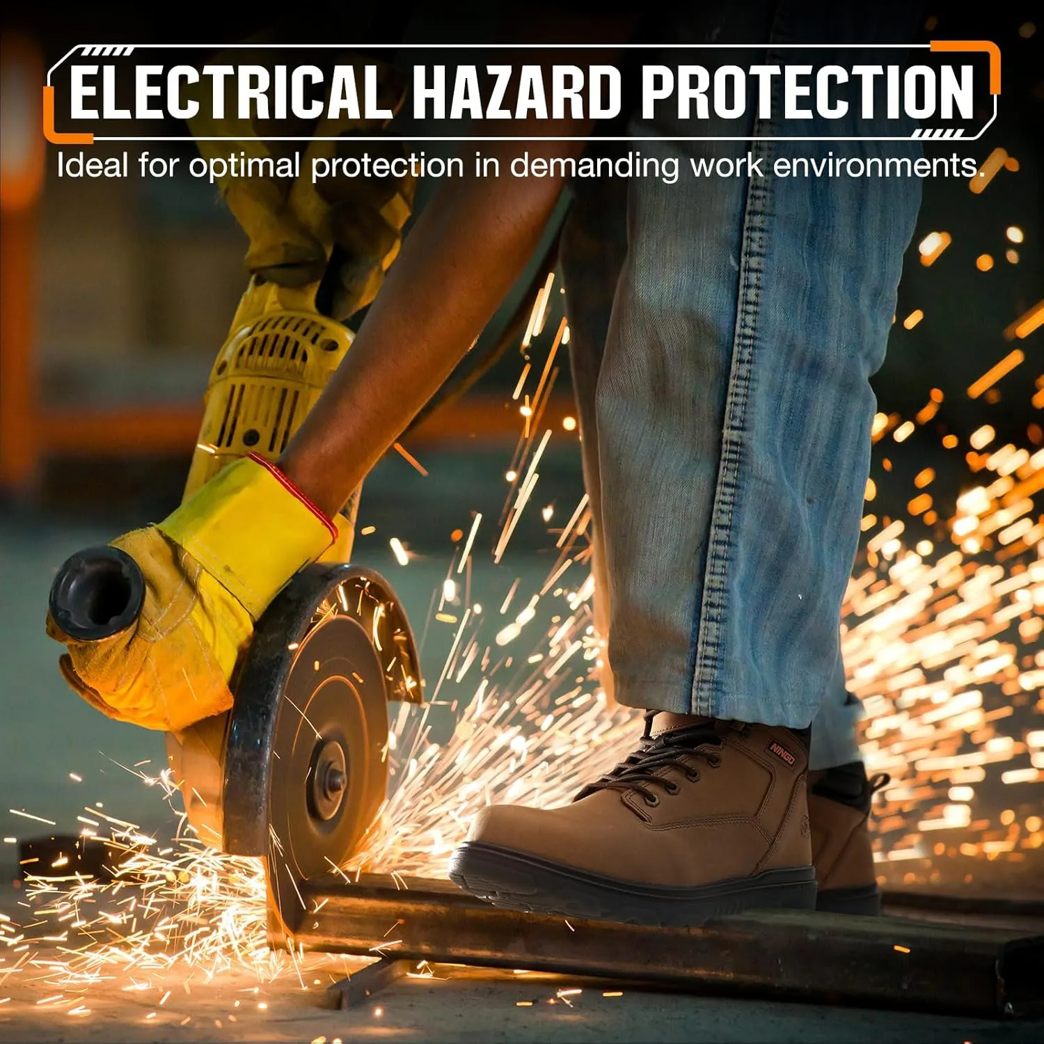 NINGO Steel Toe Work Boots for Men, Waterproof Work Boot with Puncture Proof, Oil & Slip Resistant, Comfortable Mens Construction Boots with EH Protection, Leather Shoes for Industrial