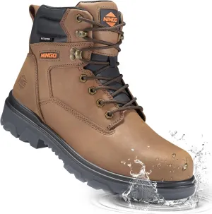 NINGO Steel Toe Work Boots for Men, Waterproof Work Boot with Puncture Proof, Oil & Slip Resistant, Comfortable Mens Construction Boots with EH Protection, Leather Shoes for Industrial