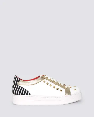 NISSHALY SNEAKERS WHITE/GOLD LEATHER