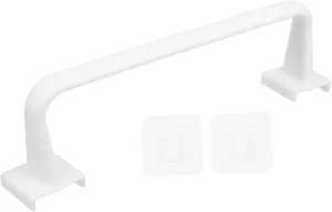No Punch Towel Rack Set 2 Pieces White Self Adhesive Easy Install for Bathroom Kitchen Towel Pole Plastic