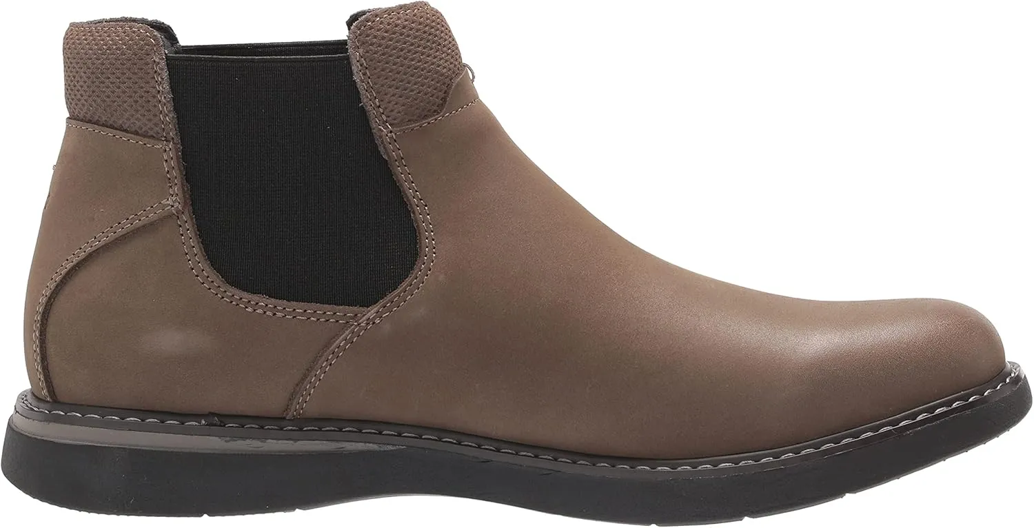 Nunn Bush Men's Bayridge Plain Toe Chelsea Lightweight Leather Boot with Elastic for Easy