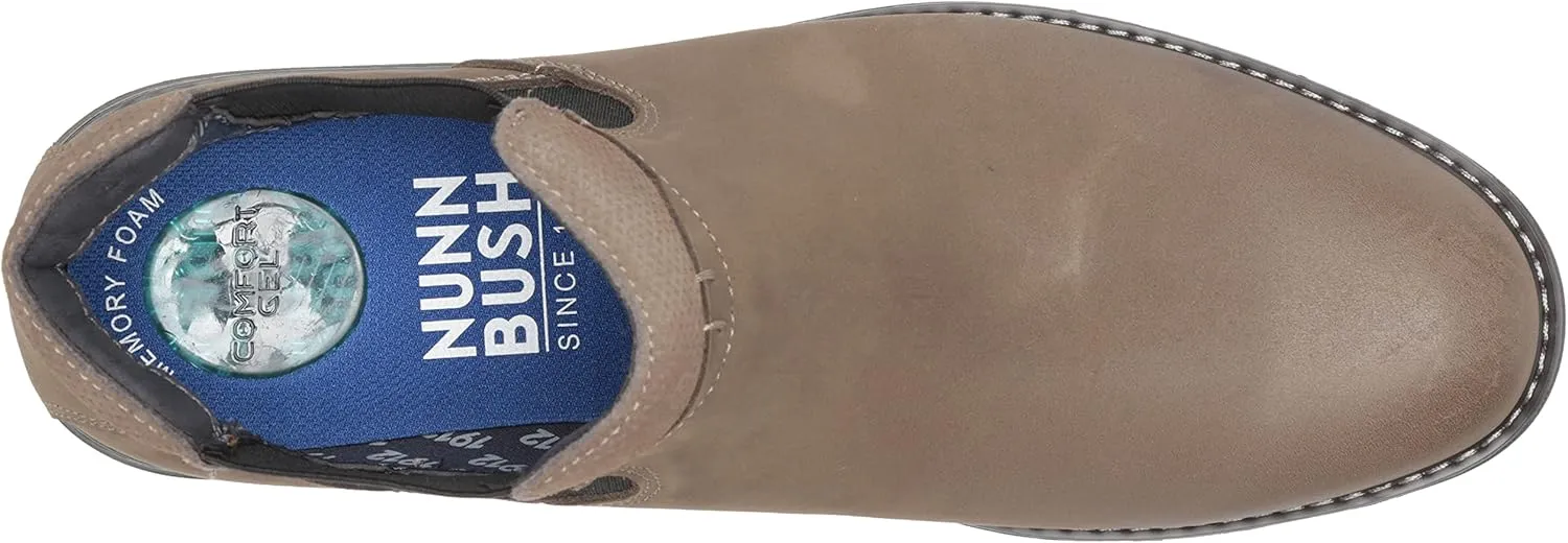 Nunn Bush Men's Bayridge Plain Toe Chelsea Lightweight Leather Boot with Elastic for Easy