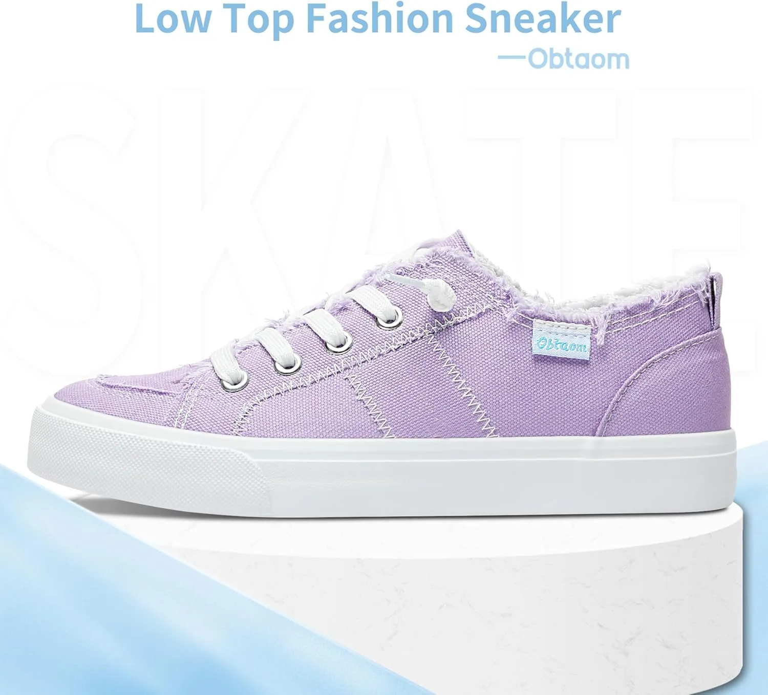 Obtaom Women's Play Fashion Sneaker White Color Washed and Leopard Canvas Slip on Shoes
