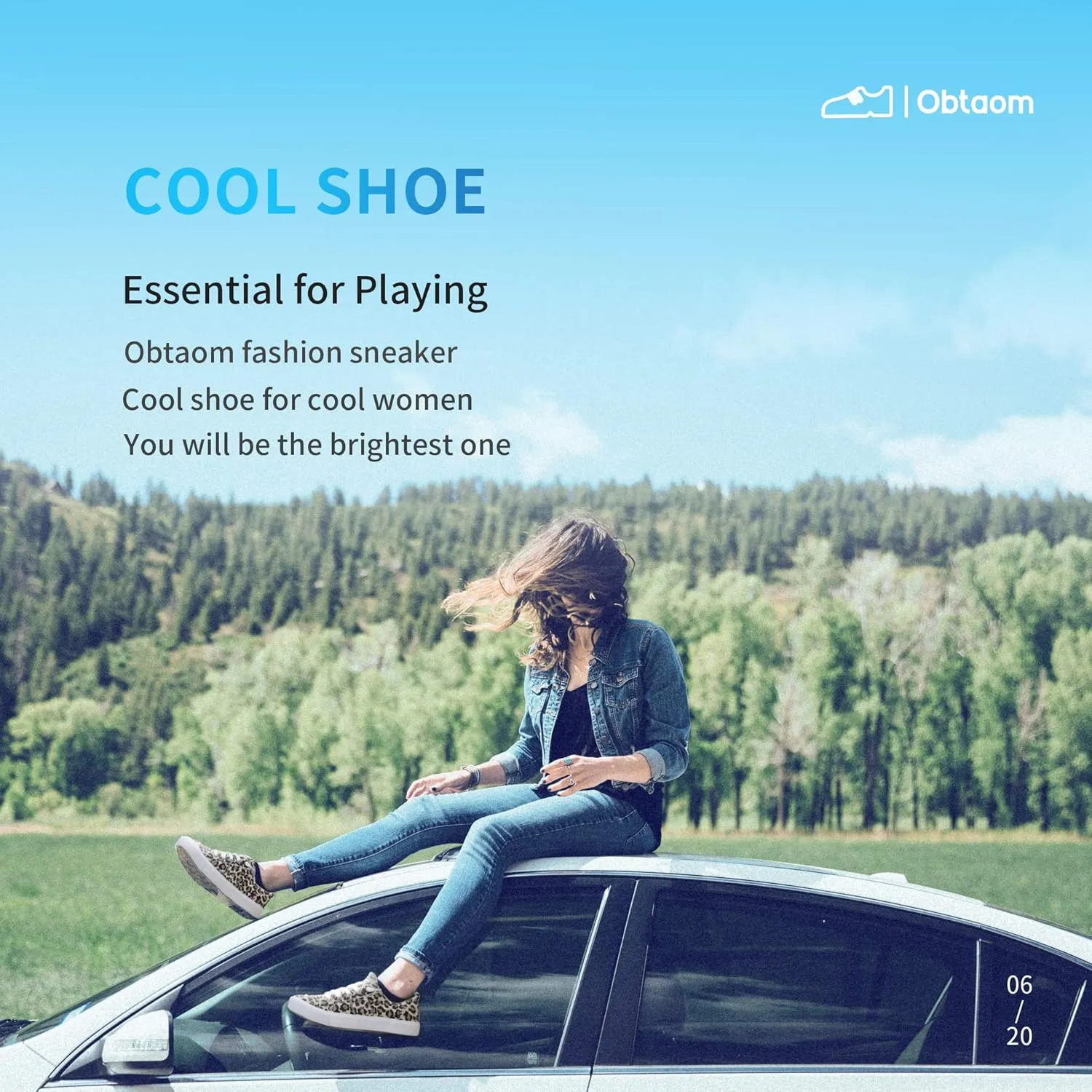 Obtaom Women's Play Fashion Sneaker White Color Washed and Leopard Canvas Slip on Shoes