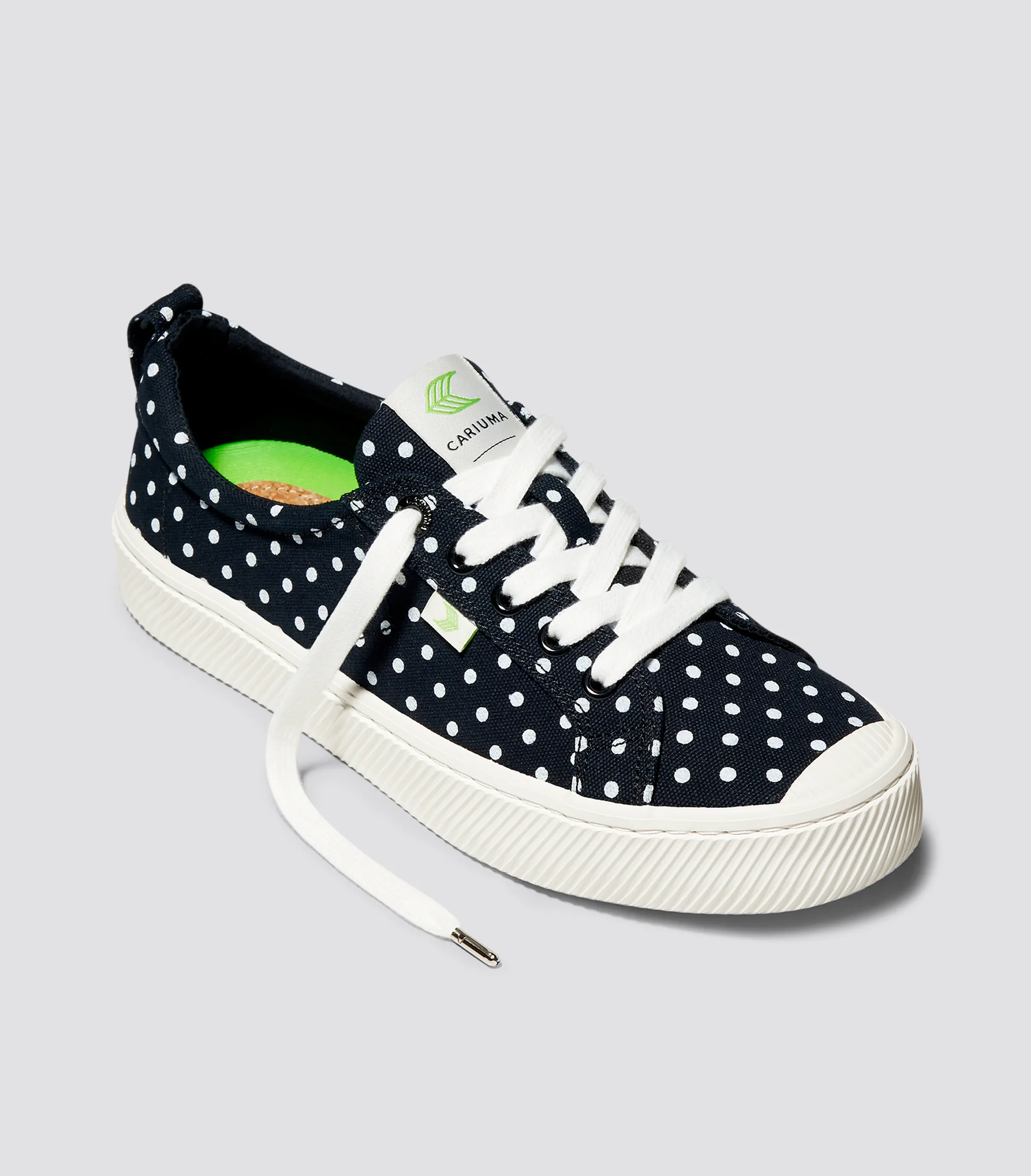 OCA Low Black Canvas White Polka Dots Sneaker
