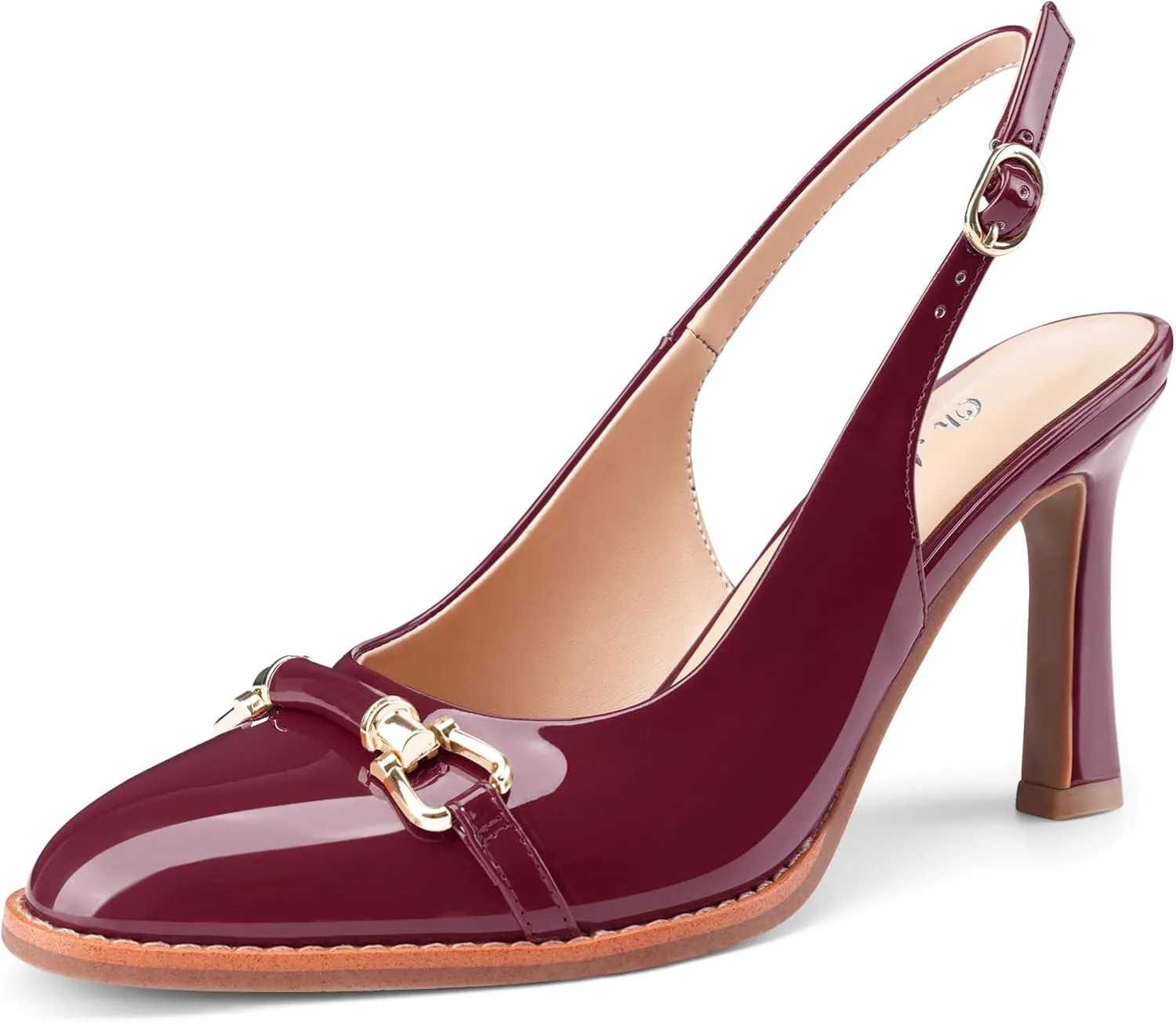 Oh Mispares Slingback Heels for Women Pointy Toe Stiletto High Heel Pumps Slip On Patent Leather Summer Wedding Party Dress Shoes