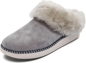 OLUKAI Ku'i Women's Slipper, Soft Full-Grain Leather & Wool Blend Footbed, Wet Grip Soles for Inside & Outside Wear, Cute & Comfortable Slip-On