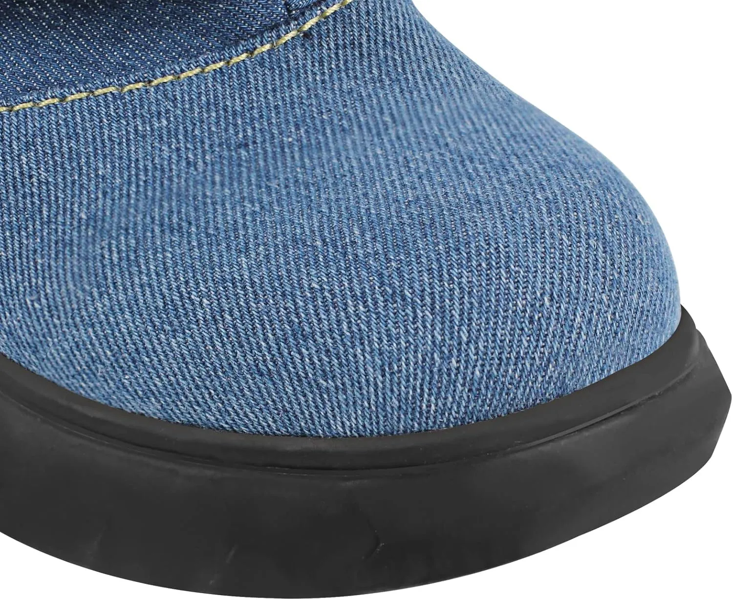 onlymaker Denim Canvas Wedge Platform Calf Boots Round Toe Pull-up Padlock Fold over Booties
