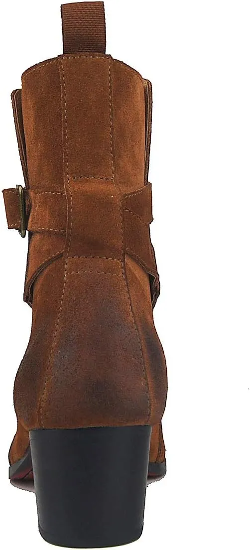 OSSTONE Dress Boot for Men Leather Chukka Designer Boots Casual Heel Shoes Buckle JY005
