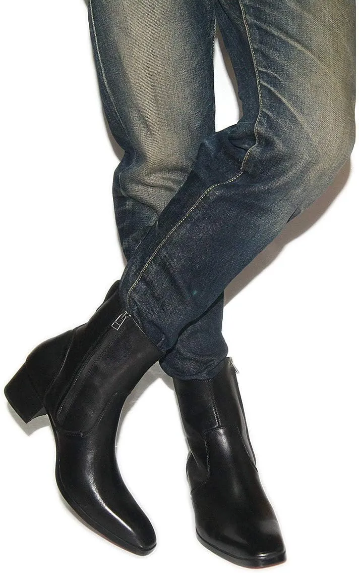 OSSTONE Dress Boot for Men Leather Chukka Designer Boots Casual Heel Shoes Zipper-up OS-VF1088-US