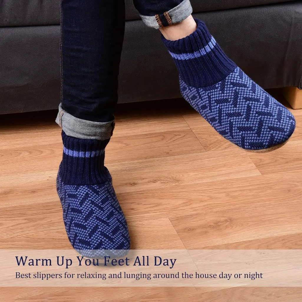 Panda Bros Slipper Socks Soft Cozy Thick House Indoor Boot Sock Shoes with Anti-Skid Bottom Soles for Men's