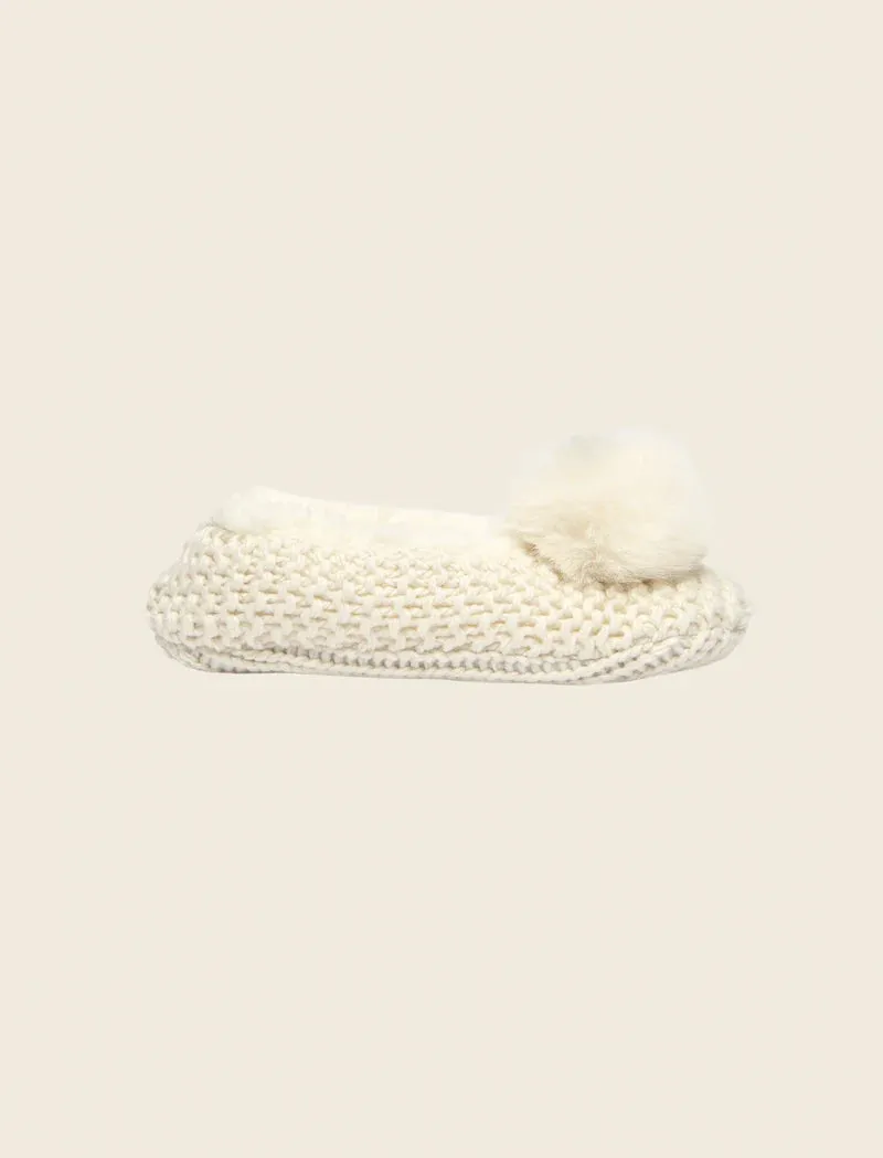 Papinelle - Cosy Cable Slipper Socks | Ecru