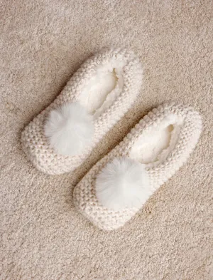 Papinelle - Cosy Cable Slipper Socks | Ecru