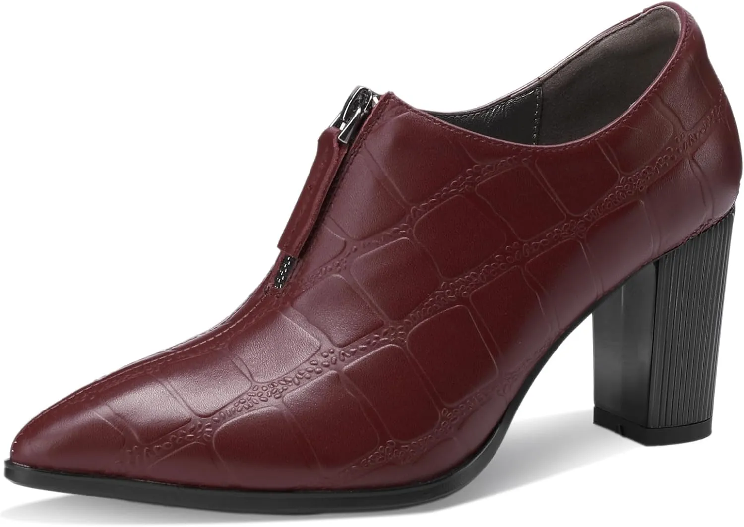 Patent Leather Ankle Boots for Women Chunky Block Pointed Toe Extra Wide Booties Botas Para Mujer High Heels Dress Warm Lined Classic Ladies Comfortable Dressy 3 Inch Boot