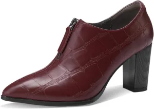 Patent Leather Ankle Boots for Women Chunky Block Pointed Toe Extra Wide Booties Botas Para Mujer High Heels Dress Warm Lined Classic Ladies Comfortable Dressy 3 Inch Boot