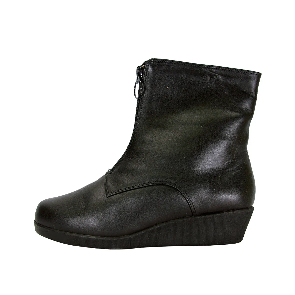 PEERAGE Rena Women's Wide Width Leather Booties with Zipper