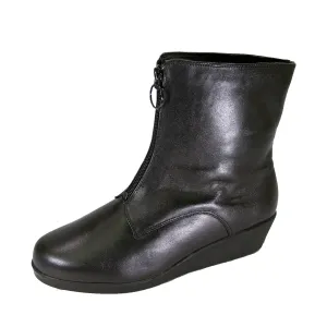 PEERAGE Rena Women's Wide Width Leather Booties with Zipper