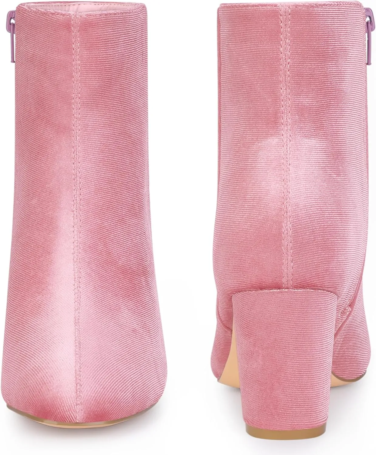 Perphy Faux Velvet Round Toe Chunky Heels Ankle Boots for Women
