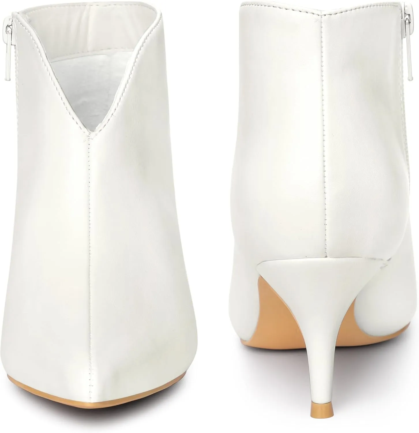 Perphy Pointed Toe V Cutout Stiletto Heel Ankle Booties for Women