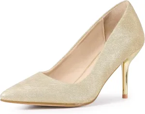 Perphy Pointy Toe Stiletto Heel Wedding Sparkly Heels Pumps for Women