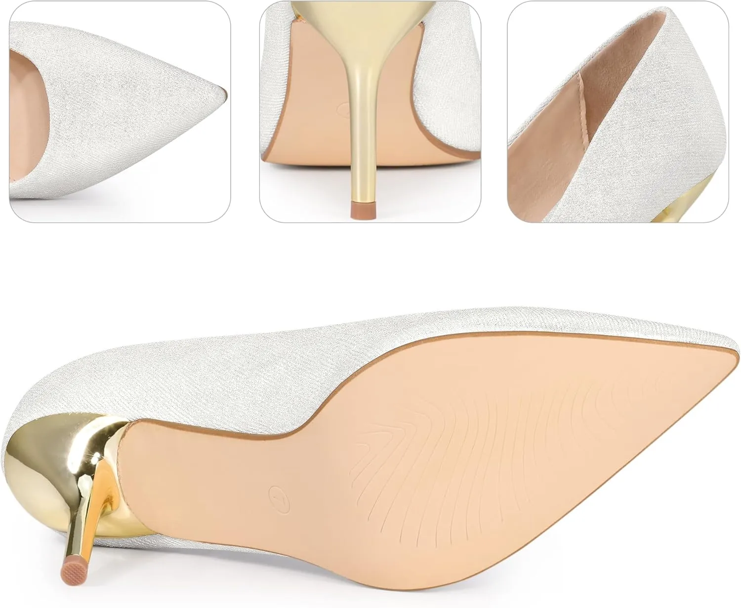 Perphy Pointy Toe Stiletto Heel Wedding Sparkly Heels Pumps for Women