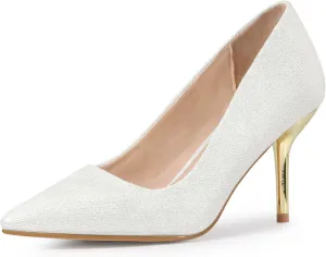 Perphy Pointy Toe Stiletto Heel Wedding Sparkly Heels Pumps for Women