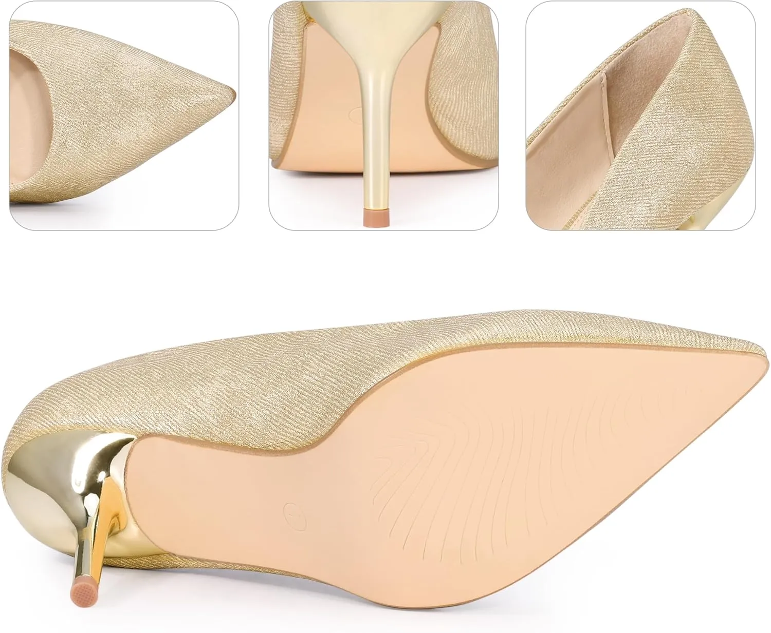 Perphy Pointy Toe Stiletto Heel Wedding Sparkly Heels Pumps for Women