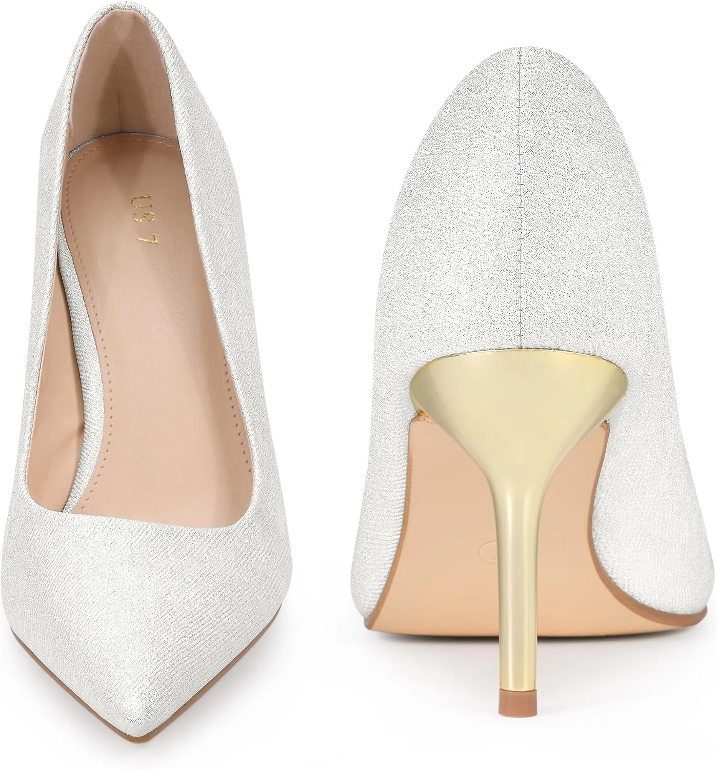 Perphy Pointy Toe Stiletto Heel Wedding Sparkly Heels Pumps for Women