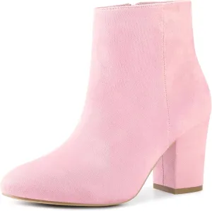 Perphy Round Toe Chunky High Heels Ankle Boots for Women