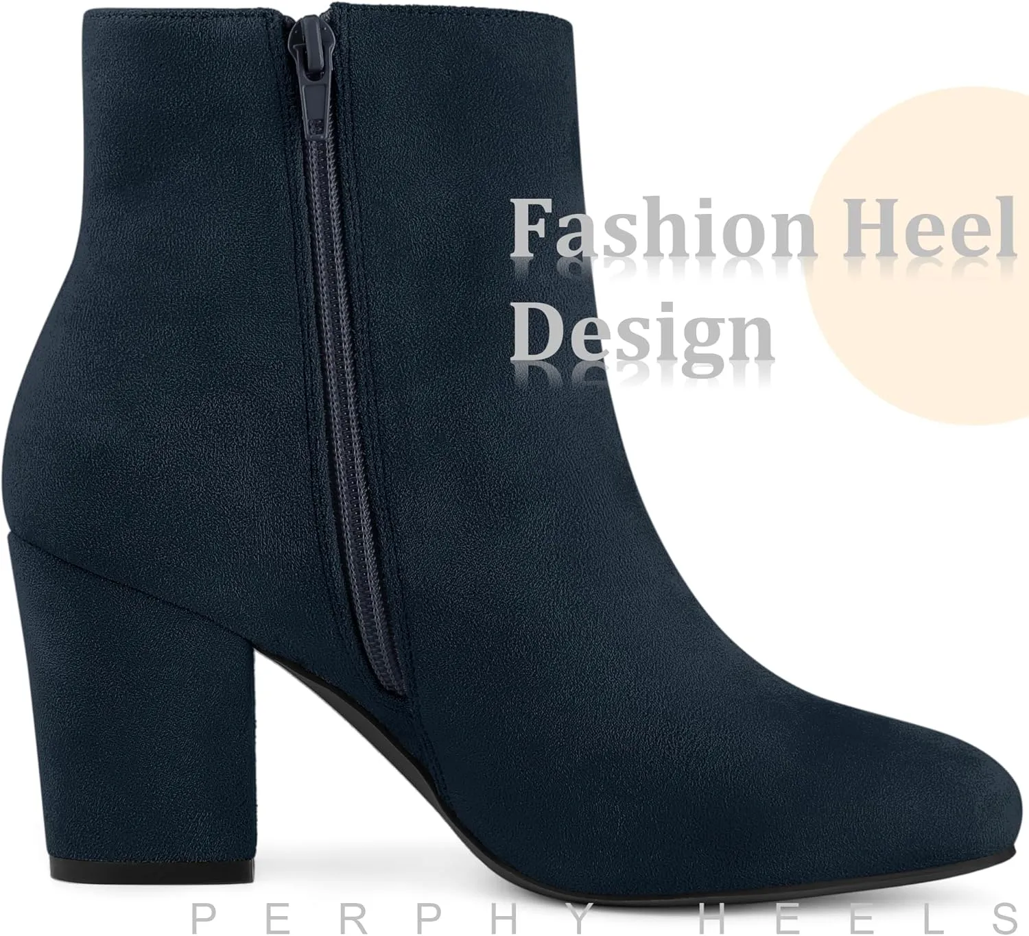 Perphy Round Toe Chunky High Heels Ankle Boots for Women