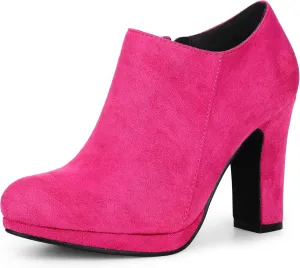 Perphy Round Toe Platform Block Heel Ankle Booties for Women