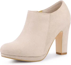Perphy Round Toe Platform Block Heel Ankle Booties for Women