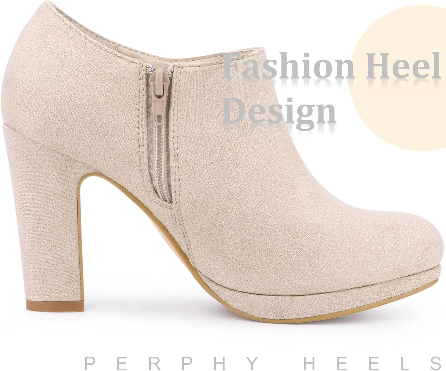 Perphy Round Toe Platform Block Heel Ankle Booties for Women