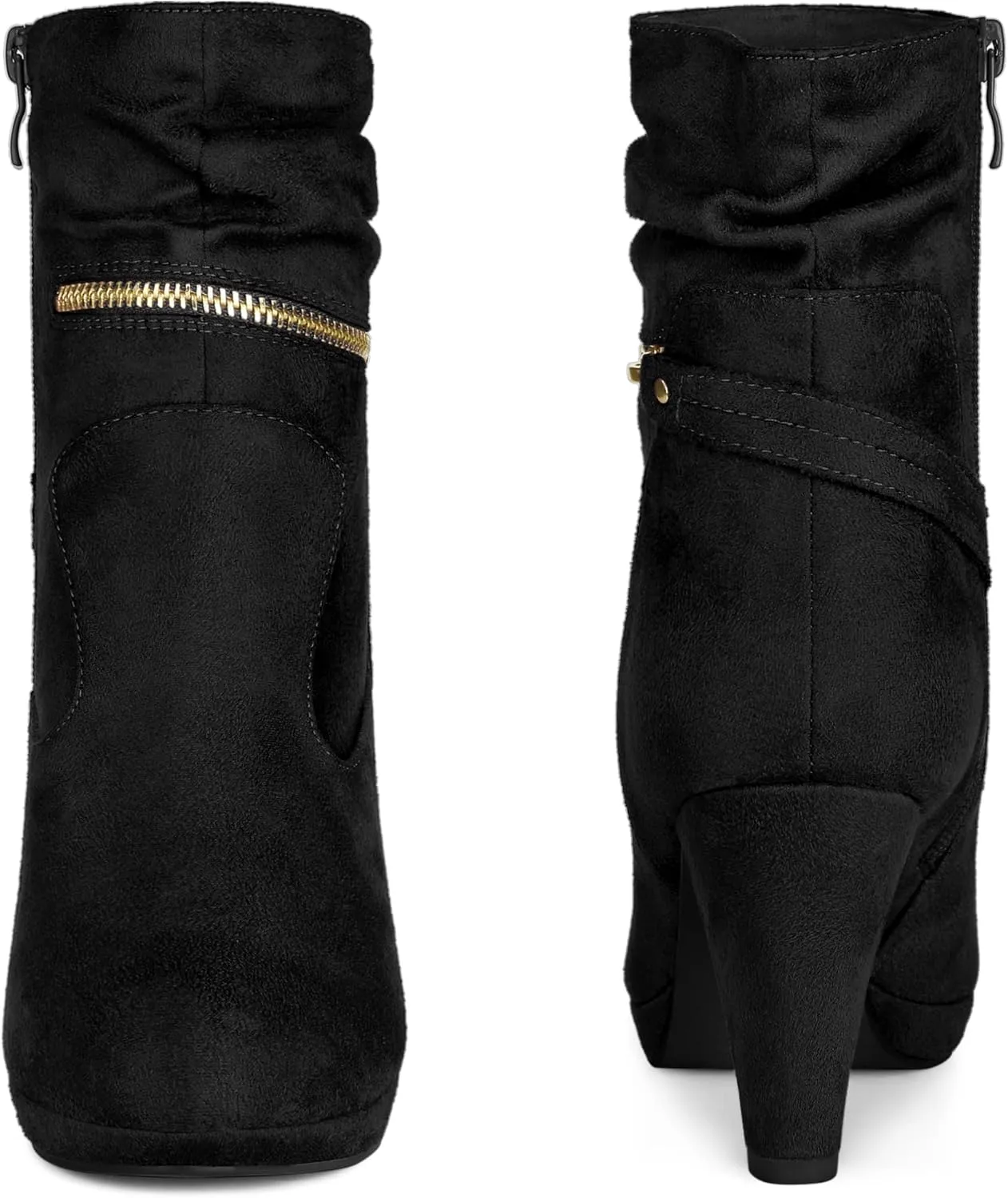Perphy Round Toe Platform Block Heels Mid Calf Boots for Women