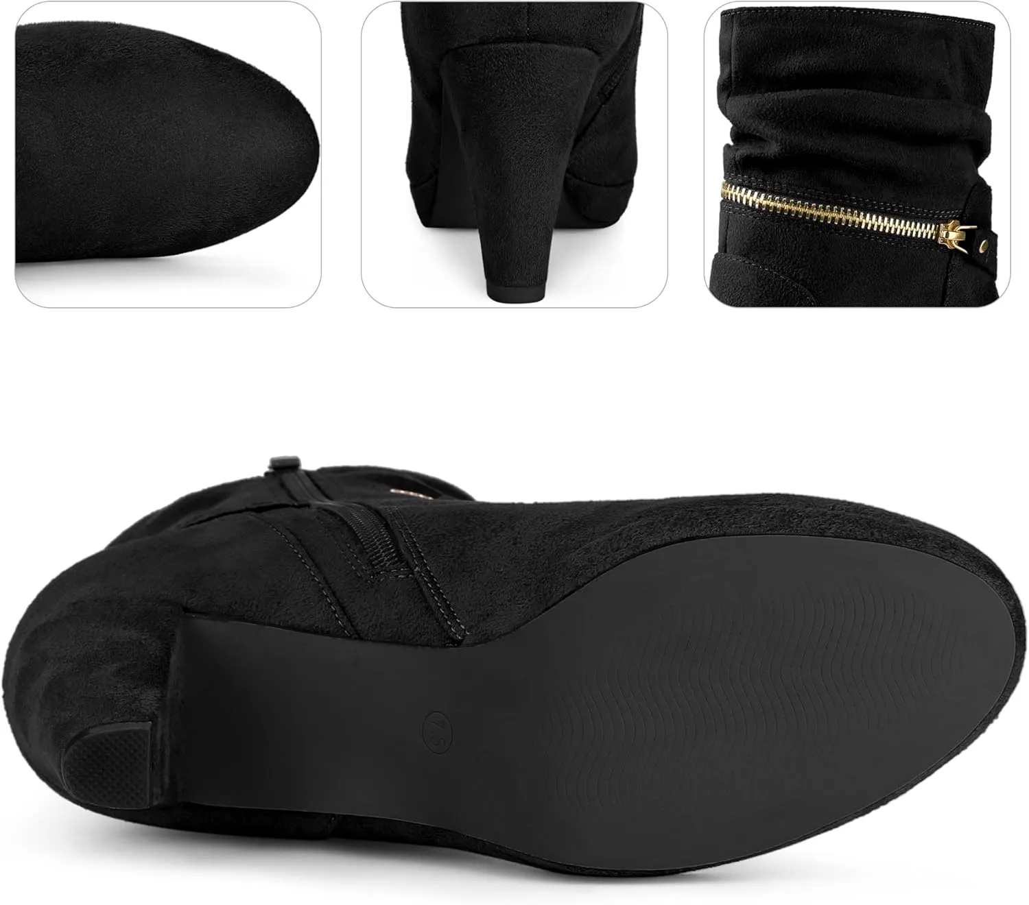Perphy Round Toe Platform Block Heels Mid Calf Boots for Women