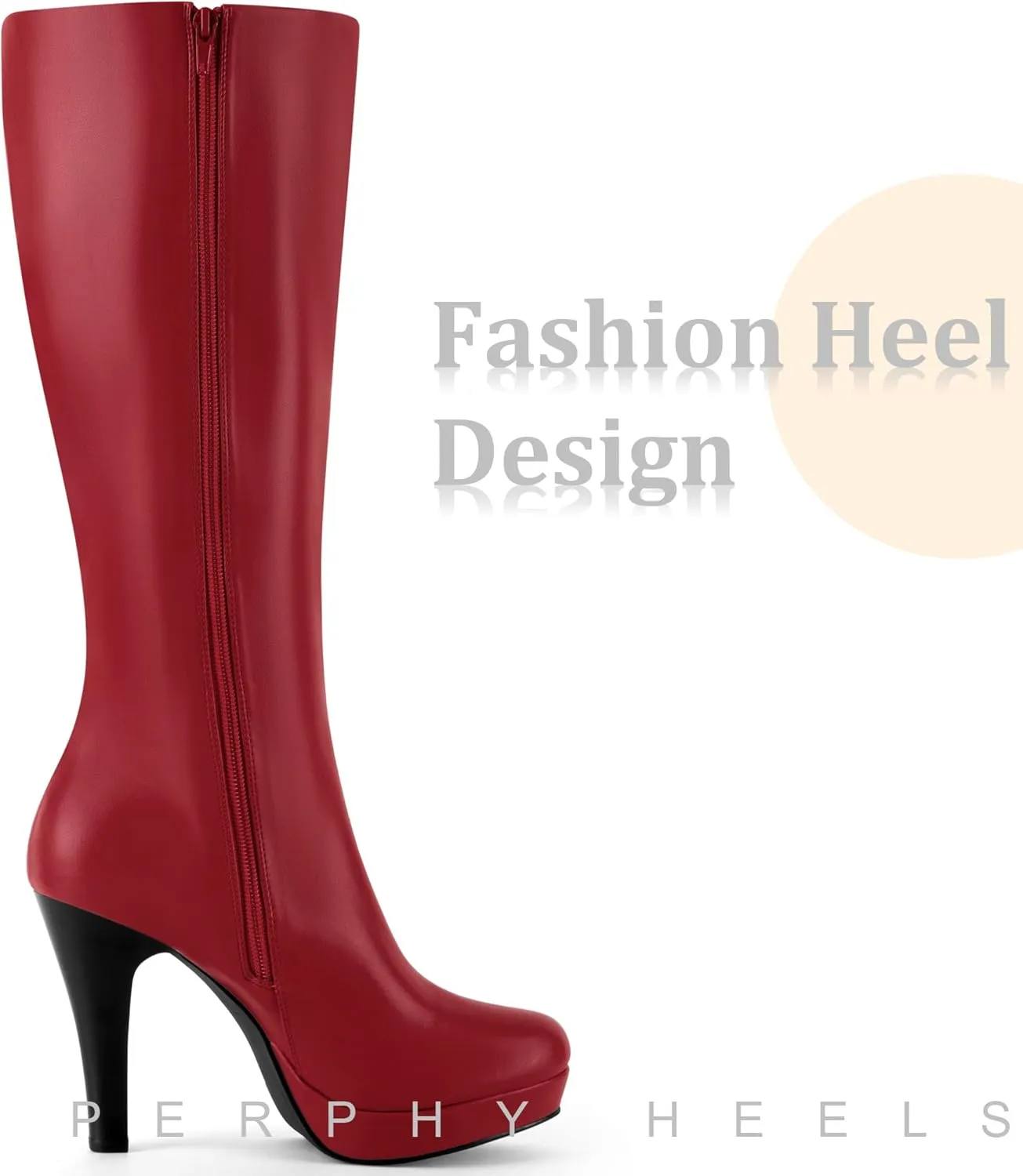 Perphy Round Toe Platform Chunky Heel Knee High Boots for Women