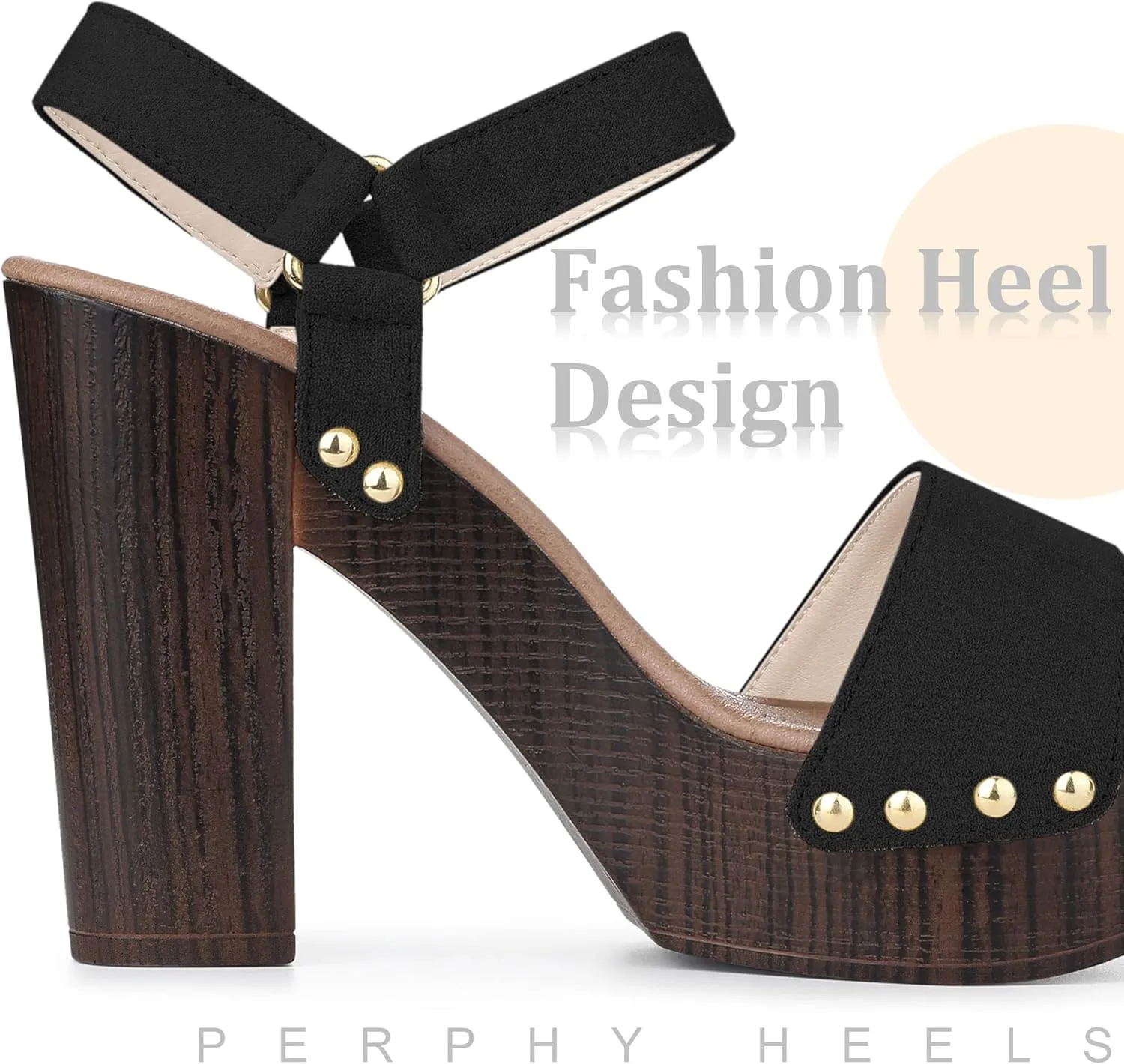 Perphy Round Toe Platform Slingback Chunky Heel Sandals for Women