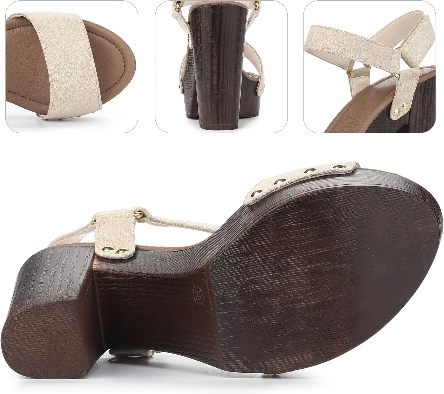 Perphy Round Toe Platform Slingback Chunky Heel Sandals for Women