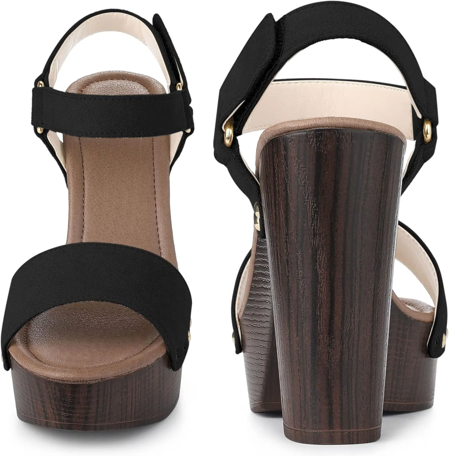 Perphy Round Toe Platform Slingback Chunky Heel Sandals for Women