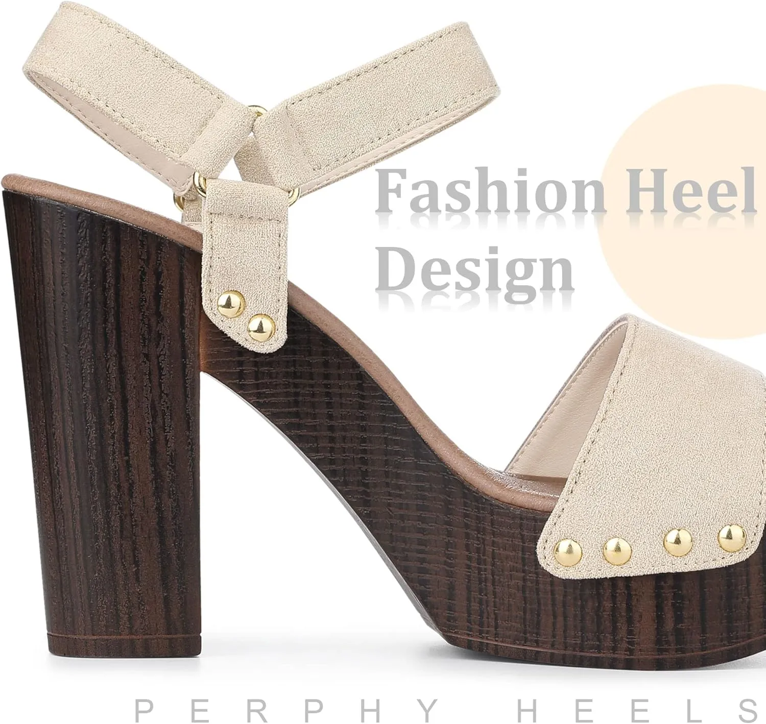 Perphy Round Toe Platform Slingback Chunky Heel Sandals for Women