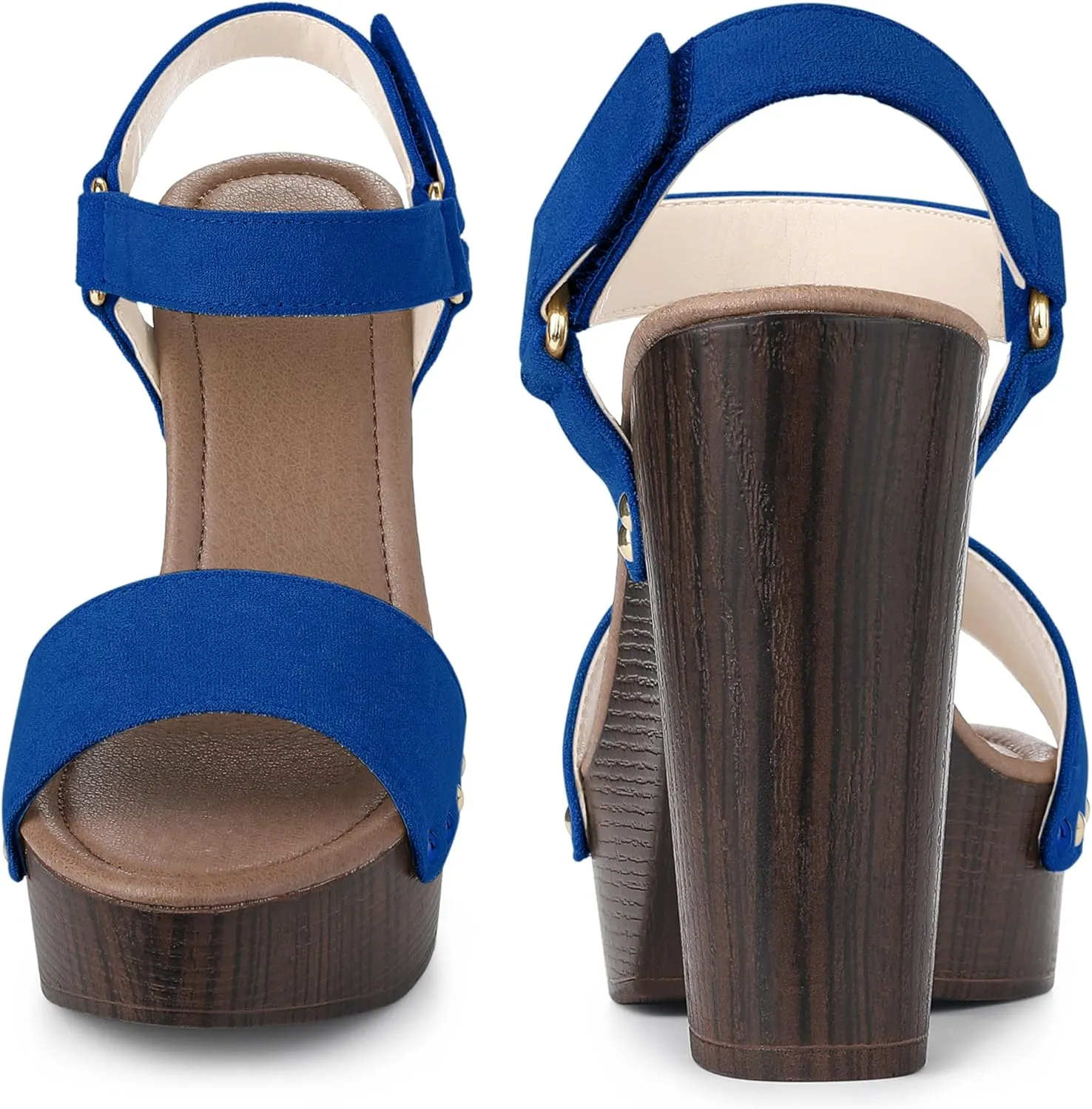 Perphy Round Toe Platform Slingback Chunky Heel Sandals for Women